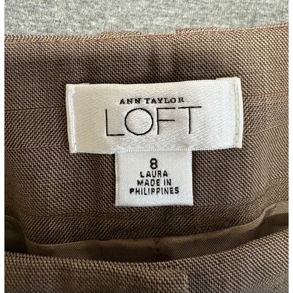 Ann Taylor LOFT | Women's Tan Plaid Dress Work Pants | 8 - Picture 4 of 5
